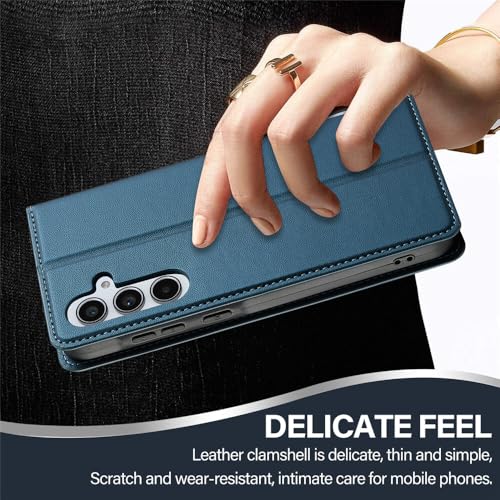 Étui pour Samsung S23 bleu avec portefeuille cuir et rabat arrière aimant