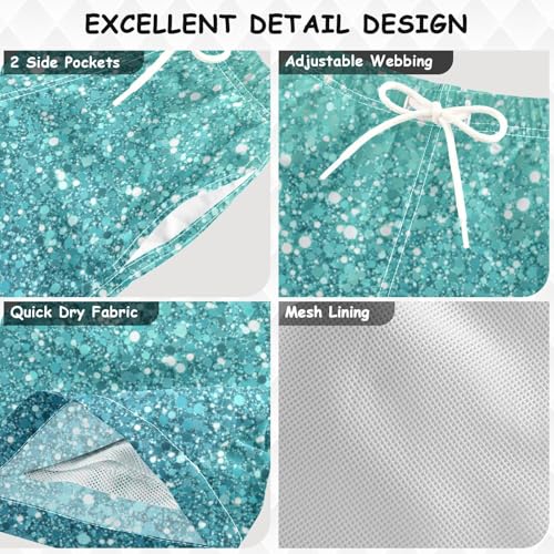 Pigsaly Boys Swim Trunks Light Green Sky Blue Gradient Flashing Glitter Boys Board Shorts Swimsuit Swimwear Bathing Suit XS3