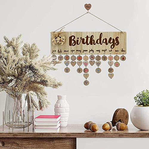 [Mom Birthday Gifts]Family Birthday Wall Hanging Calendar,Wooden Family Birthday Reminder Plaque Sign Birthdays Diy Calendar Hanging Board Personalized Gifts For Mom #TOP4