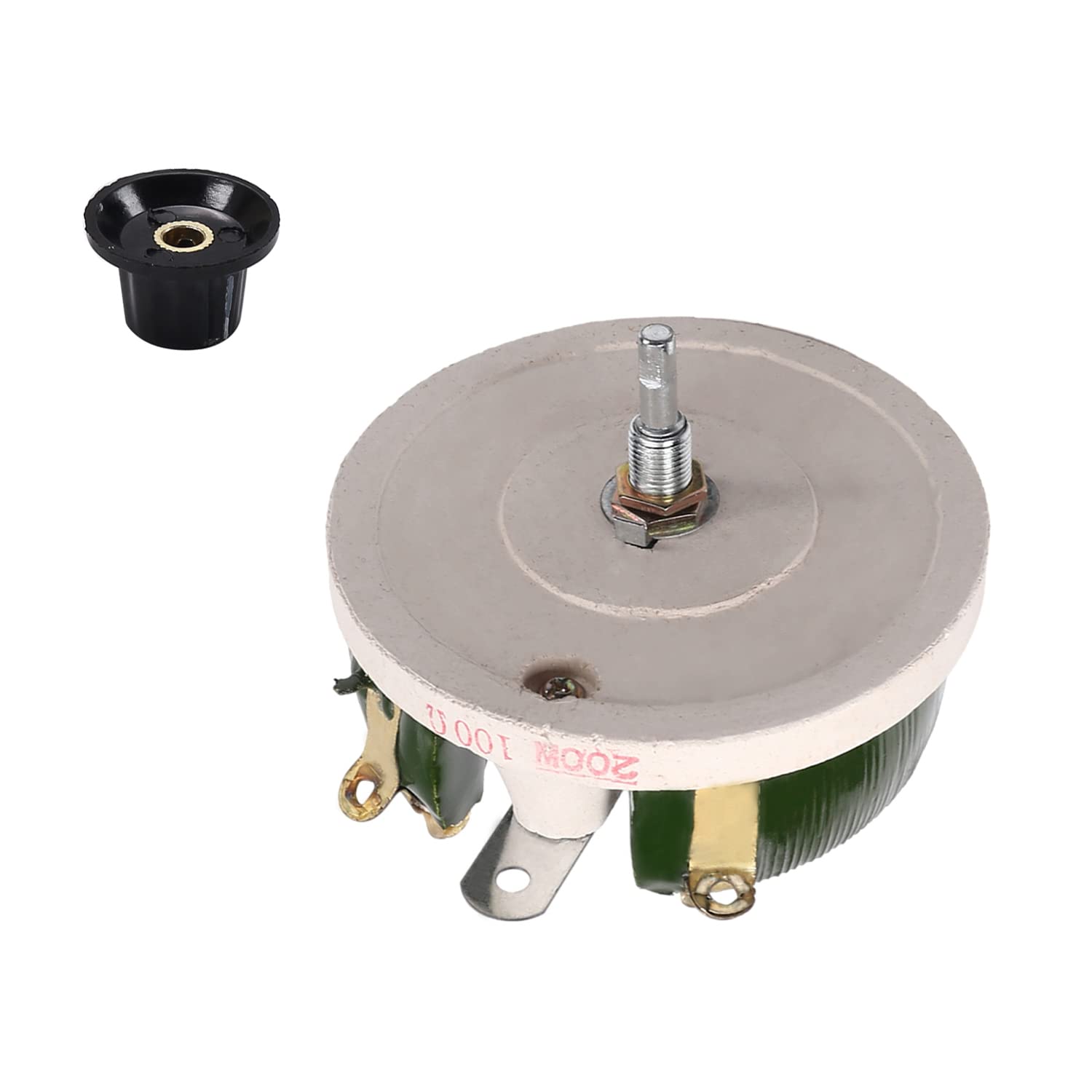 200W 100 Ohm Reostato Interruptor Bobinado Potenciómetro Resistencia Variable con Perilla 1PCS