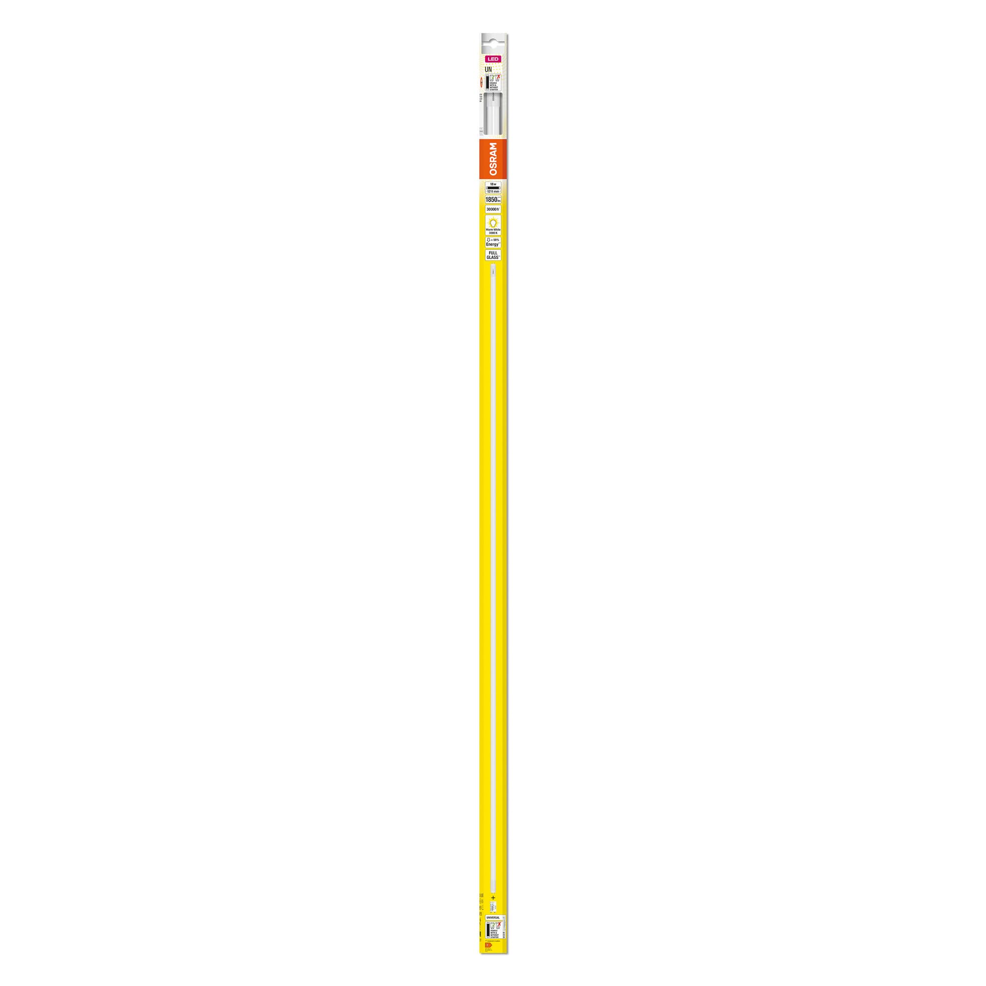 Osram LED-Röhren für elektronische und elektromagnetische Vorschaltgerät, 18 W, G13, Tube, double-ended, 3000 K, LEAD FREE Glas, Warm weiß, 8-er Pack