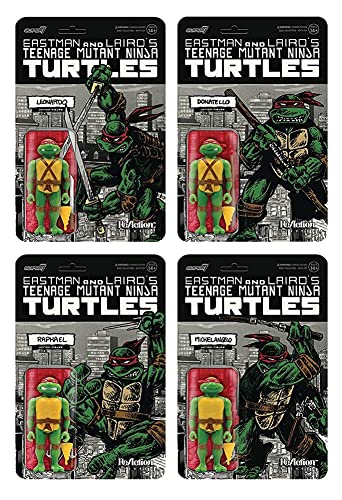Super7 Teenage Mutant Ninja Turtles: Mirage Variant Reaction Figure Set,Multicolor #TOP11
