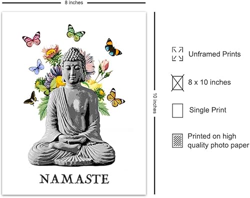 Miniatura 2 de Namaste Buddhism Buddhism Buddha Statue - Foto de 8 x 10 pulgadas, decoración del hogar, sala de meditación, spa o estudio de yoga, regalo boho zen
