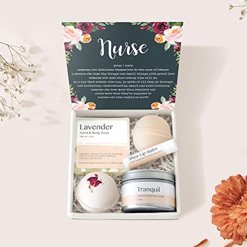 Nurse Appreciation Spa Gift Box: Nurse Graduation, Nurse Week Jewelry, Practitioner, Retirement, Presents, Heartfelt Card & Spa Gift for her Birthday, Holidays & More