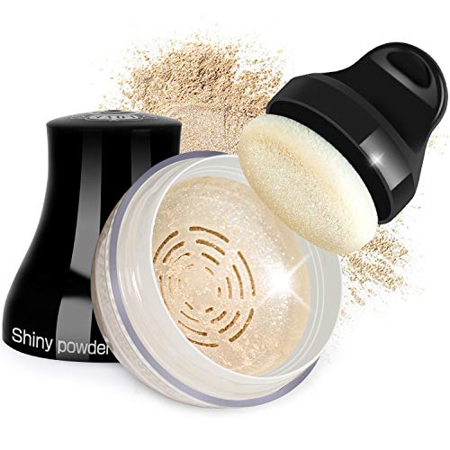 Proteove Loose Powder - Shimmery Loose Powder for Face and Body Highlighter Makeup, Handle Powder Puff Design, Lightweight & Glowing, Suntan