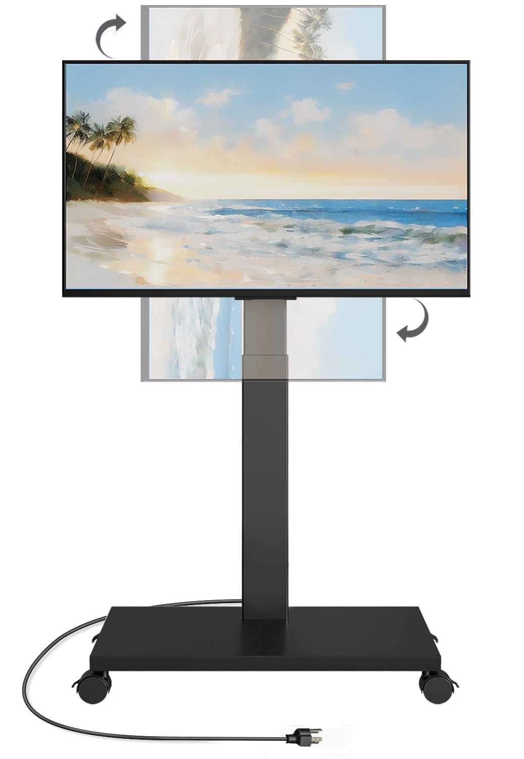 Mobile TV Stand with Power Outlet, Tilting &amp; Swivel Rolling TV Cart for 32-75 Inch TVs, Height Adjustable Portable TV Stand on Wheels, Portrait/Landscape, 88 lbs Capacity, Max VESA 600x400mm