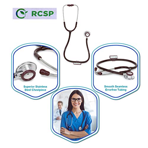 Image of RCSP Micro Plus Professional Stethoscope for Doctors and Medical Students | Comfortable Aluminium Chest Piece with Flexible Latex-Free Tube & Soft Sealing Ear Knobs | Chocolate Color