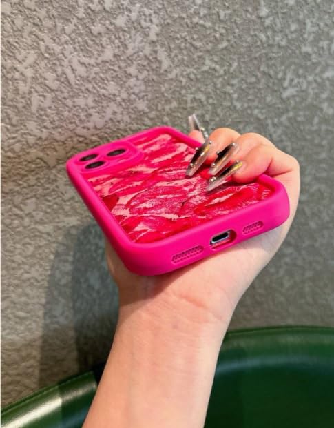 Image of COVERLY Pink Lips Back Case Cover for iPhone 12 Pro | Hot Sexy Lips Retro Kiss Cute Design | Camera Protection | Soft TPU Silicone Fashion Aesthetic Pattern Cover for Girls & Women (Pink, Shockproof)