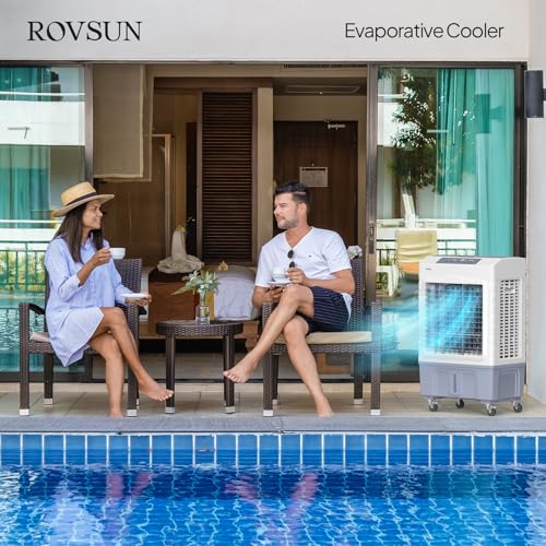 image for ROVSUN 2600CFM Portable Air Cooler, 10.5Gal/40L Evaporative Swamp Cool