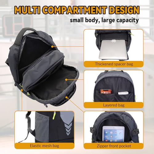 Bseash Mochila de Baloncesto de 35L con Compartimento Inferior para balones, Bolsa de Gran Capacidad para Material Deportivo para jóvenes, niños, niñas, Baloncesto, Voleibol, fútbol, Gimnasia, Equipo - imagen 4