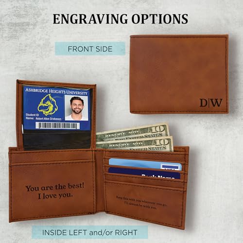 Personalized Men’s Leather Wallet - Engraved Mens Wallet with Custom Initials - Minimalist Slim Wallet for Him - Graduation Gift for Him, Birthday, Anniversary - Monogrammed Wallet for Men4