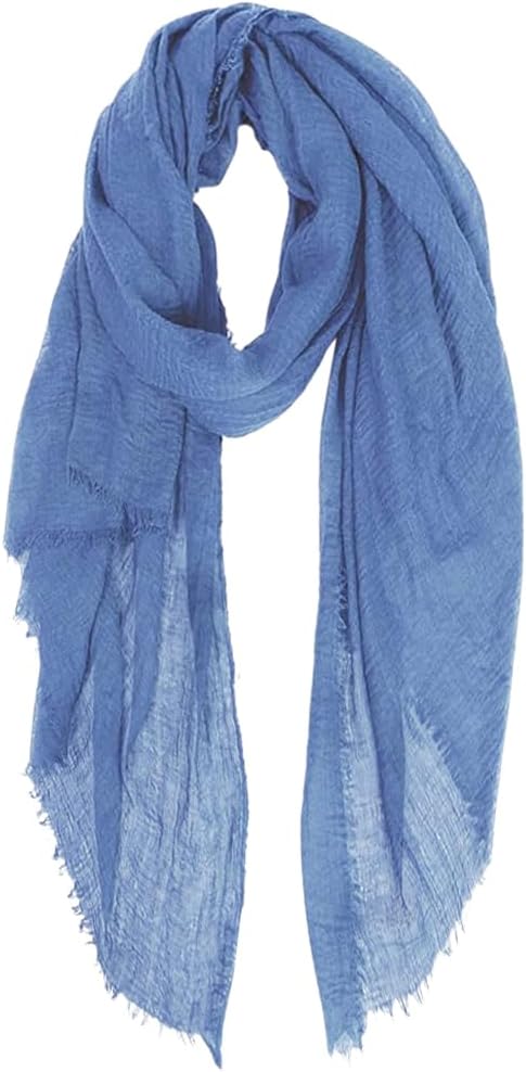 Unisex Cotton Blend Crinkle Vintage Soft Scarf with Fringed Edges 35″ × 70″ Unisex Cotton Blend Crinkle Vintage Soft Scarf with Fringed Edges 35″ × 70″
