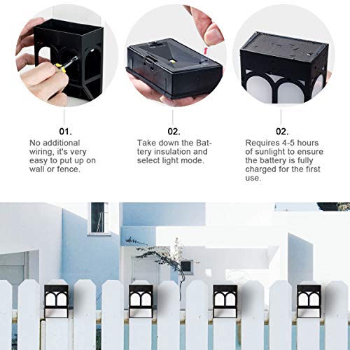Solar Deck Lights, Led Outdoor Garden Decorative Wall Mount Fence Post Lighting, 6 Packs