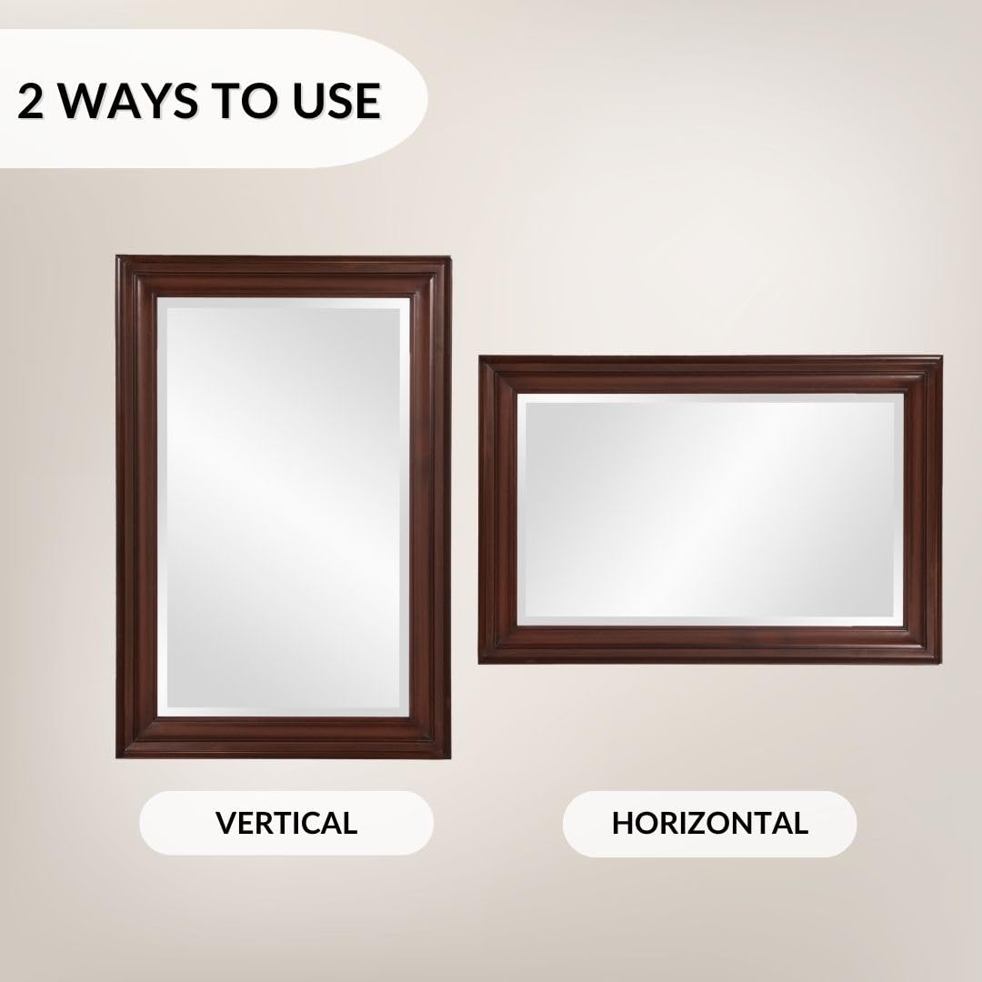 Amazon.com: Howard Elliott George Rectangular Chocolate Brown Wall Mirror,  Rectangle Hanging Wood Framed Vanity Mirrors for Home Decor, Living Room,  Bathroom, Bedroom, or Hallway, 24 x 36 Inch : Home & Kitchen