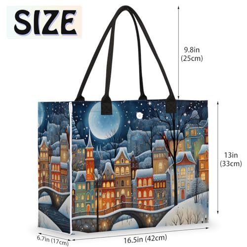 Winter City Ice Tote Bag for Women Large Beach Bag Reusable Tote Bags for Work Travel Beach Shopping2