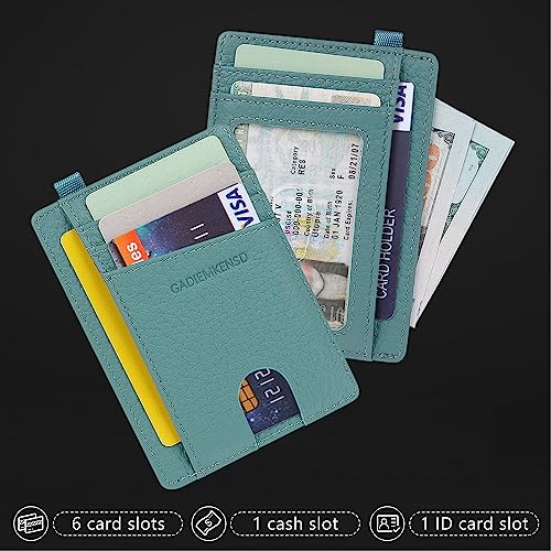 GADIEMKENSD Slim Credit Card Holder for Men Women RFID Blocking Wallet Compact Card Case Money Clip for Coin Cash Lanyard Oyster Card Bus Cards for Travelling Business Emerald Green2