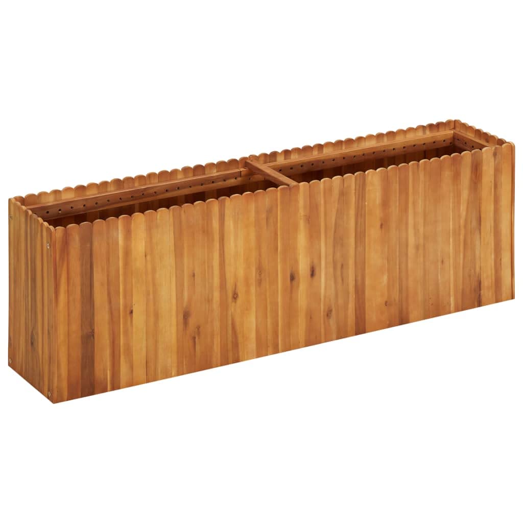 vidaXLSolid Acacia Wood Garden Raised Bed Rectangular Featuring Slatted Design Lawn Backyard Outdoor Flower Display Box Herb Pot Container