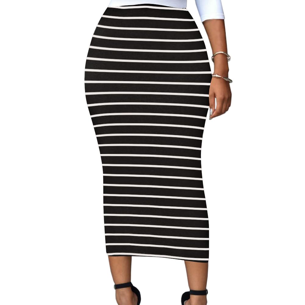 Pasgreson Womens Casual High Waist Ruched Slim Bodycon Party Maxi Long Pencil Skirts