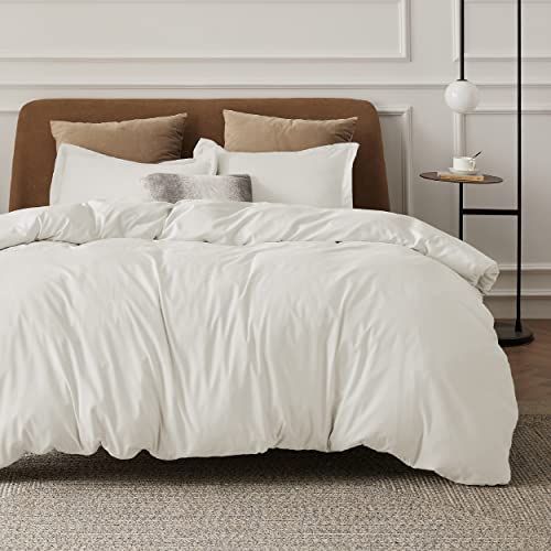 Bedsure Ivory Duvet Cover Queen Size Soft Brushed Microfiber Duvet