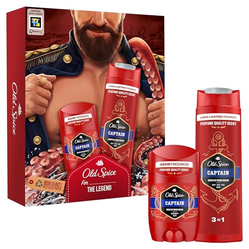 Old Spice Dark Captain Geschenkset für Männer mit Captain Deo Stick 50ml und Duschgel 250ml