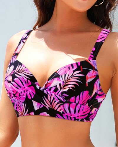 Image of Aqua Eve Women Underwire Bikini Top - Push Up Swimsuit Top Bra Padded Bathing Suit 2026 Twist Front Swimwear