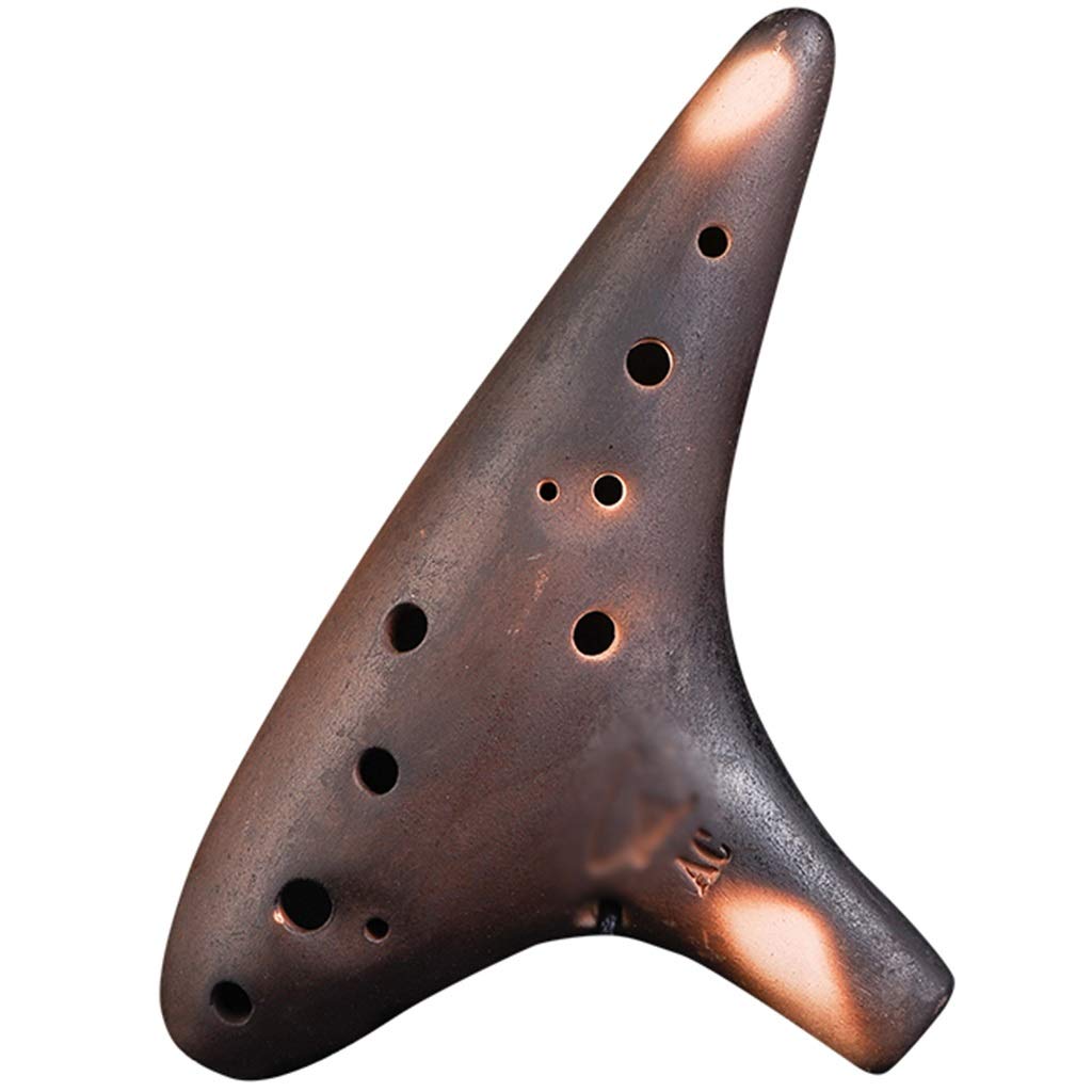 Okarina, 12-Loch Alto C Clay Ocarina, Stofftasche + Schlüsselband + Unterrichtsmaterialien