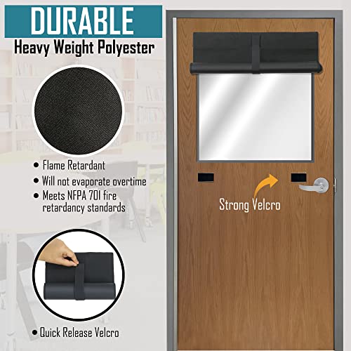 Image of ALP Lockdown Shades for Classroom Window & Door Coverings for School Safety in Traditional Fabric. Patented Blackout Design for Lockdowns. Custom & Standard Sizes. Made in USA (Polyester, 8 inch x 36 inch)