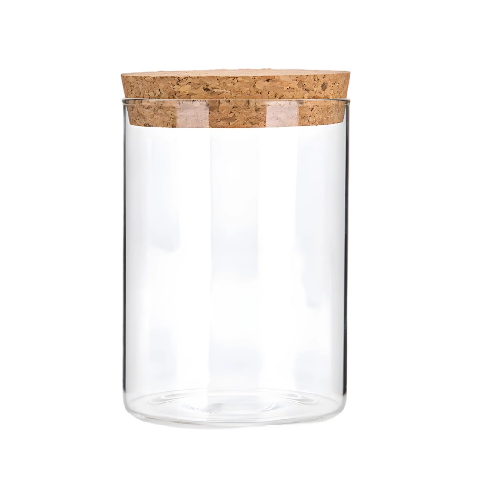 Packool Glass Storage Jar with Cork Lid, Decorative Empty Match Jar for Tea, Candy, Grains, and Herbs, Clear Straight Cylinder Food Storage Container 3.9 x 4.7 in / 10 x 12 cm