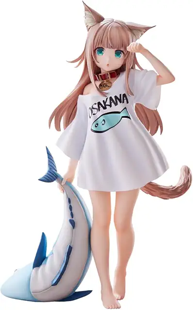 Figura de anime Kinako: Gato niña coleccionable de 21 cm en PVC para escritorio