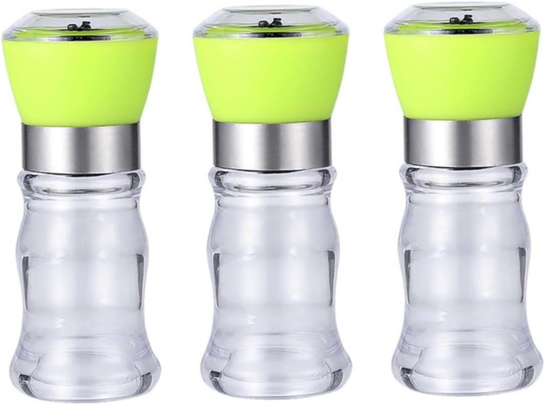 Cabilock 3pcs Manual Pepper Portable Seasoning Mill for Home and Kitchen Use Body Easy to Operate Compact for Travel Random