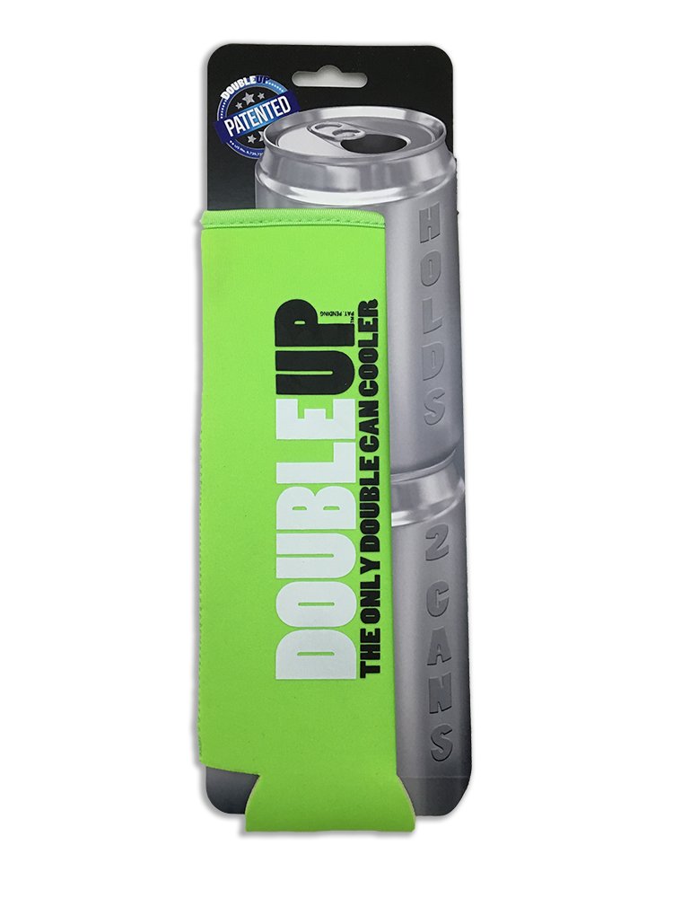 DoubleUPDouble Can Cooler – The Can Cooler That Holds Two Cans – Perfectly Fits Two 12oz or Two 16oz cans in This Double Can Coolie. Green