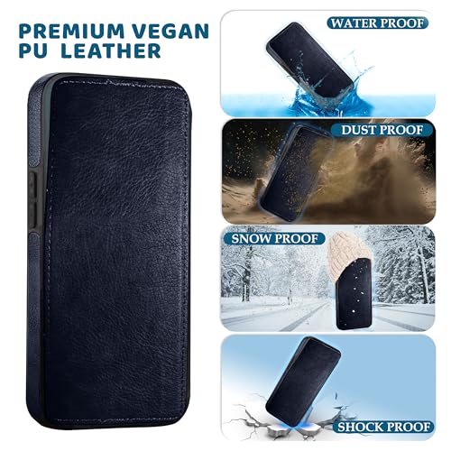 Image of Luxury Leather for OnePlus 13R Back Cover Logo Visible Vintage Ultra Slim Protective Case - Blue
