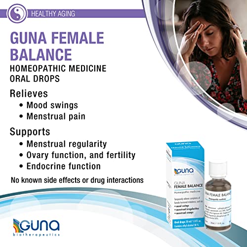 Guna Female Balance Homeopathic Medicine Temporarily Relieves Symptoms Of Female Hormonal Imbalance, Such As Mood Swings, Menstrual Irregularities And Menstrual Cramps. 1 Ounce #TOP3