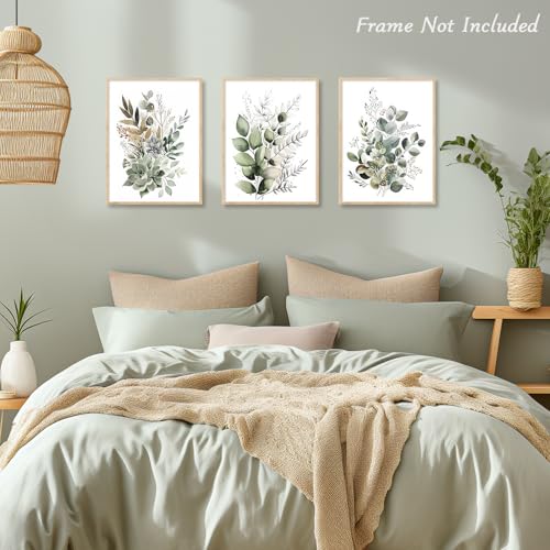 Dazzlewall 3pcs Boho Wall Art Decor, Green Leaves Botanical Poster Print for Bathroom Living Room, Eucalyptus Leaves Bedroom Wall Decor, 12x16 in Unframed - Cosy Home Interiors Dazzlewall 3pcs Boho Wall Art Decor, Green Leaves Botanical Poster Print for Bathroom Living Room, Eucalyptus Leaves Bedroom Wall Decor, 12x16 in Unframed - Image 2