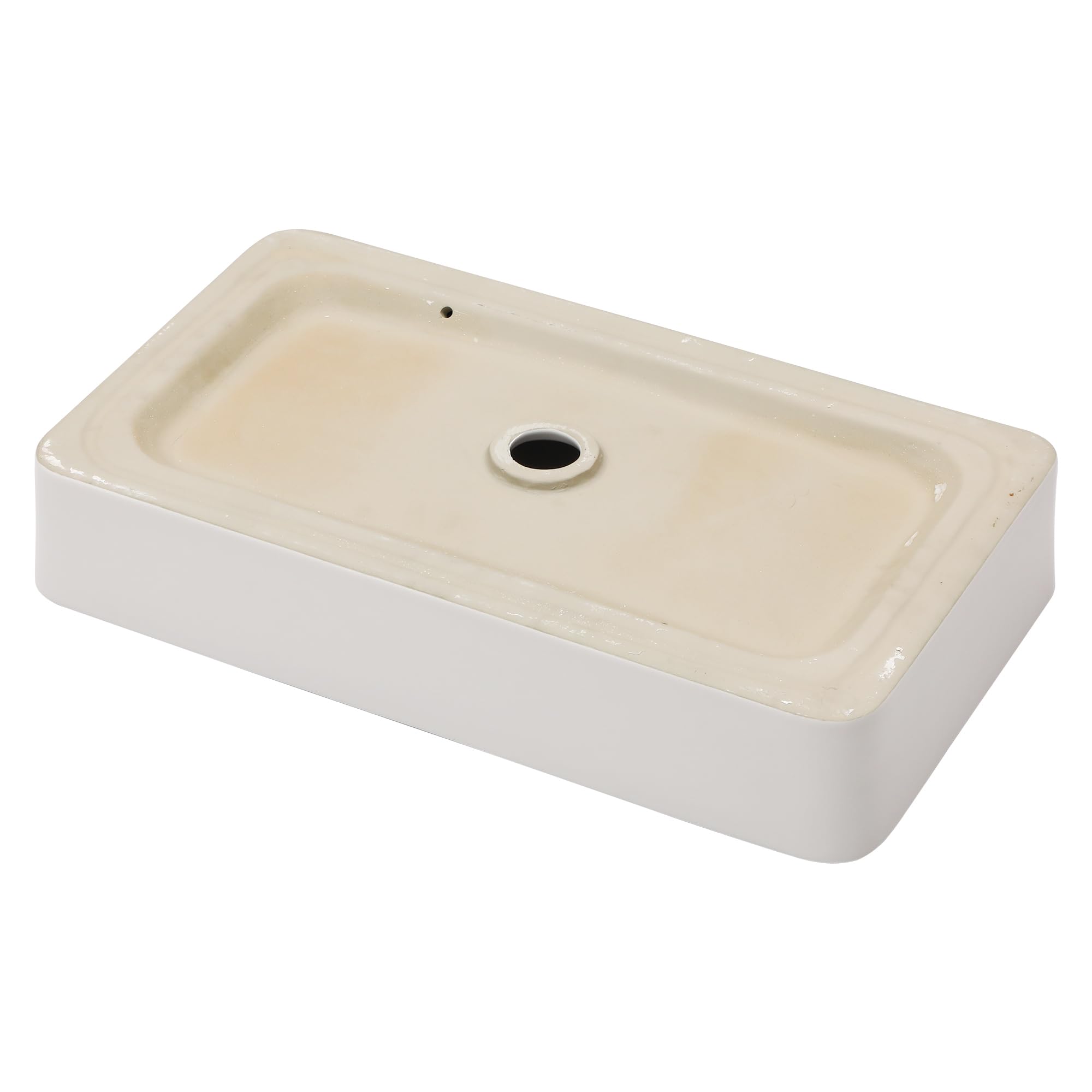Fregadero rectangular de 24 x 14 pulgadas, color blanco, rectangular, sobre encimera, de cerámica, de porcelana, para encimera, lavabo rectangular de arte 9