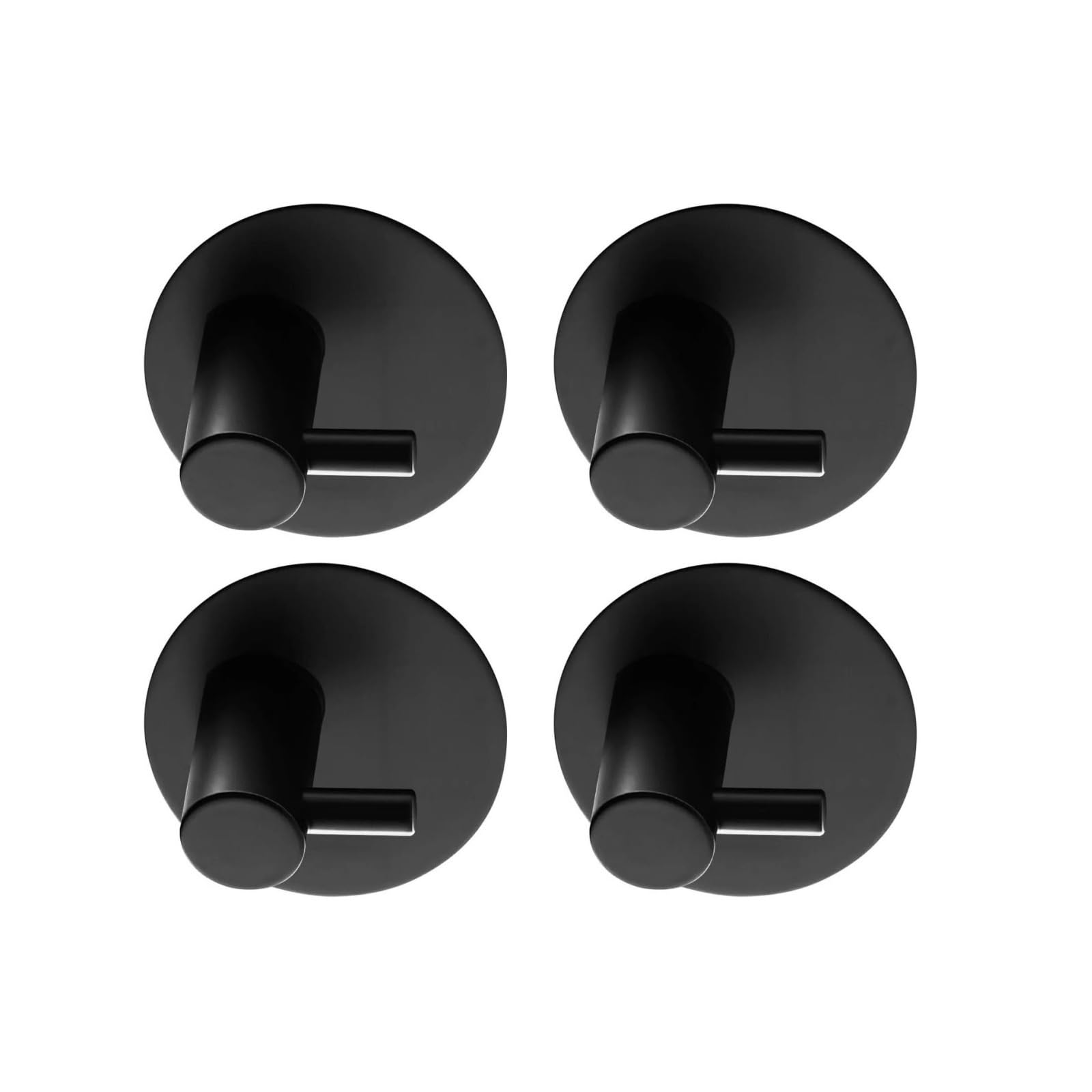 Whegavgko Black 4 Sticky Stainless Steel Towel Hooks For Long Robes, Hats, And Outerwear Hooks(Black)