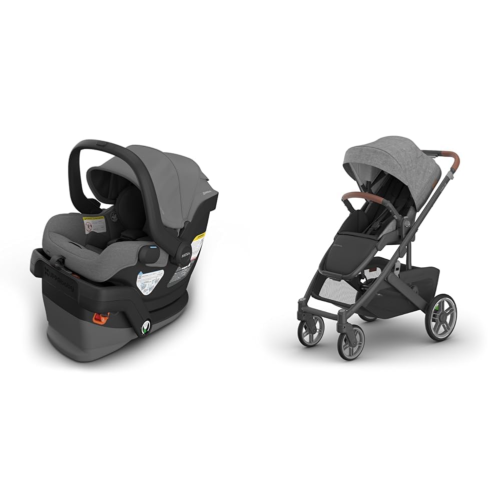 UPPAbaby Cruz V3 Stroller + Mesa V3 Car Seat Travel System Combo – Toddler Seat, Bumper Bar, Bug and Rain Shields, Car Seat Base, and Infant Insert Included – Greyson (
