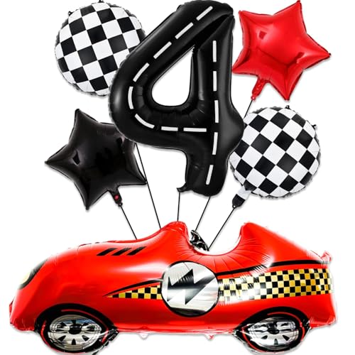 Decoração de aniversário automóvel 4 anos, balões de aniversário 4 anos carros, balões de carro de corridas, decoração de aniversário menino 4 anos, balões de alumínio carro para crianças decoração de