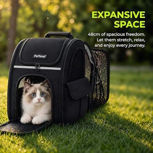 Expandable Cat Backpack Carrier Airline Approved Pet Travel Backpack with Breathable Mesh, Large Space, Safety Leash, Comfortable Padded Straps, Foldable Soft Pet Carrier for Hiking Vet - Image 2