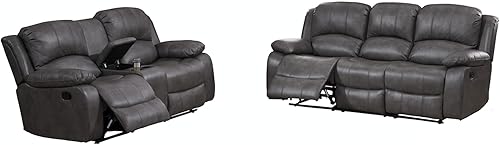 Miniatura 6 de Betsy Furniture 8018 - Juego de sillón reclinable de cuero reconstituido para sala sofá reclinable sofá de dos piezas y sillón de cuero reconstituido