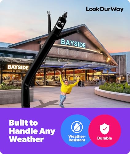 Image of LookOurWay Air Dancers Inflatable Tube Man Attachment - 20 Feet Tall Wacky Waving Inflatable Dancing Tube Guy for Business Promotion - Blower Not Included - Black