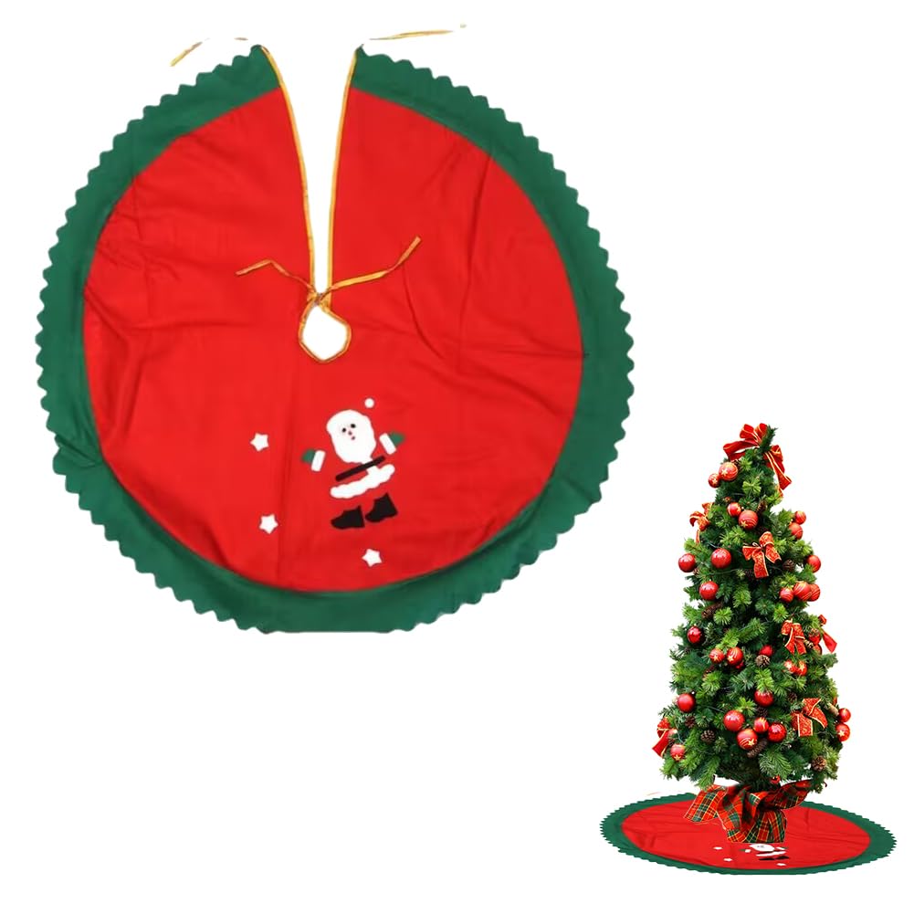 KARELLS Falda de árbol de Navidad, Alfombra para árbol de Navidad, 90 CM Falda Arbol Navidad, Cubierta de Base de árbol de Navidad, Rojo Alfombra Base de Árbol de Navidad, Base arbol Navidad