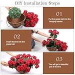 Hananona 2 Set Artificial Outdoor Geraniums Flowers with Hanging Basket, 2 Hanging Planters with 12 Pcs Red Geranium Flowers for Spring Summer Front Porch Garden Patio Home Decor (2, Red) - Image 4