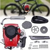 DOONARCES 4-Stroke 49cc Bike Gasoline Engine Motor Kit, Motorized Bicycle Gas Petrol Bike Engine Double Chain Driver Air-Cooled Engine for Chain Scooter ATV Bike, Without Belt 142F-1-G (Red)