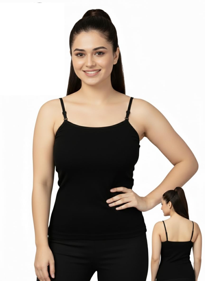 Apparel New Women’s Cotton Camisole Slip | Breathable Daily Innerwear, Soft Stretchy Fabric, Adjustable Straps-image-15