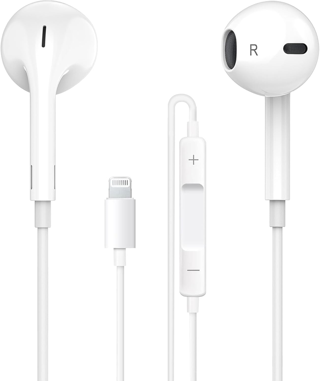 Apple Earbuds, [MFi Certified] Wired Earphones with Lightning Connector (Built-in Microphone & Volume Control) Noise Canceling Isolating Headphones for iPhone 14/13/12/11/SE/X/XR/XS/8/7