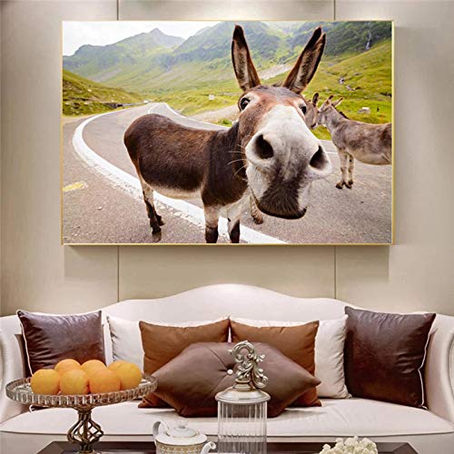 Toile art moderne paysage et âne impression premium 80x110cm