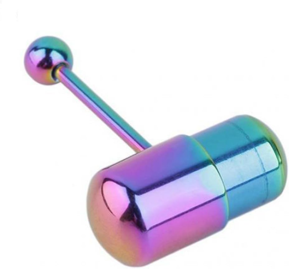 Vibrating Tongue Ring Stainless Steel Body Jewelry Piercing Barbell Clear Tongue Stud Bars 1 Piece