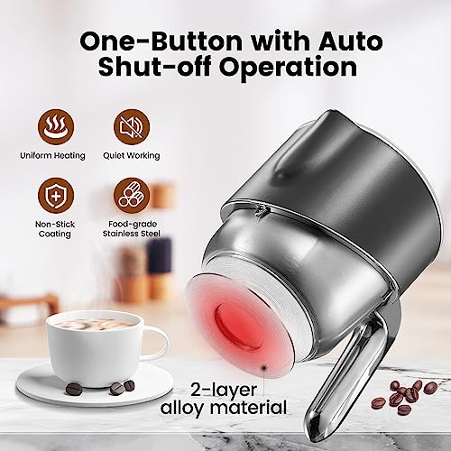 Milk Frother - Itrusou Milk Steamer Electric Frother, Hot Cold Milk Steamer Frothers Foam Maker, Milk Warmer Frother For Latte, Cappuccinos, Macchiato, Auto Shut-Off & Quiet Working Black #TOP4
