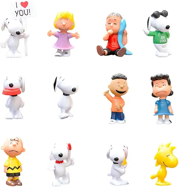 12pcs Peanuts Figurines Set - Snoopy Action Figures for Cake Decorations & Kids Toys
